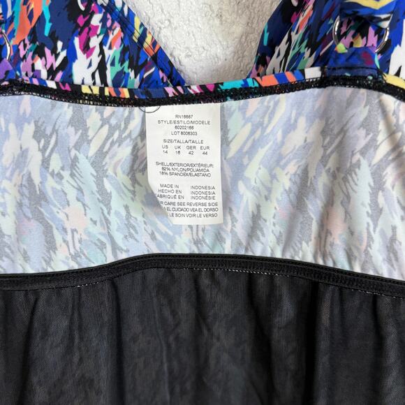 Swim Solutions Women's Printed Tiered Fauxkin Rainbow Rain 14 $102 - Picture 9 of 9